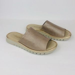 THE FLEXX - Leather Slide Sandals - Champagne 8 GUC
